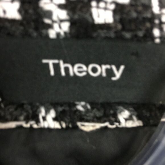 Theory Slim Moto Jacket In Rubber Plaid Tweed Jacket Blazer In Black & Whites 4 - Picture 10 of 12